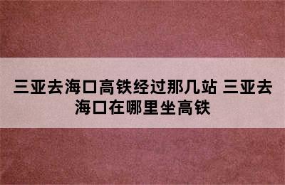 三亚去海口高铁经过那几站 三亚去海口在哪里坐高铁